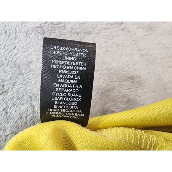 Mlle Gabrielle Sleeveless Layered High Low Halter Midi Dress Size XL Yellow Gold - Picture 6 of 9